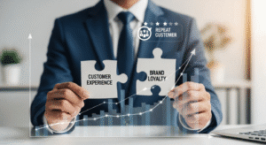(SEO Optimized) Visual representation of customer experience and brand loyalty interlocking to form a strong business relationship for effective branding techniques