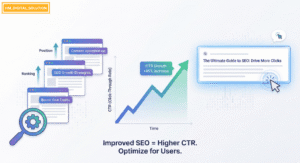 Infographic showing how SEO psychology, content optimization, and user-focused strategies increase search rankings and boost website clicks.